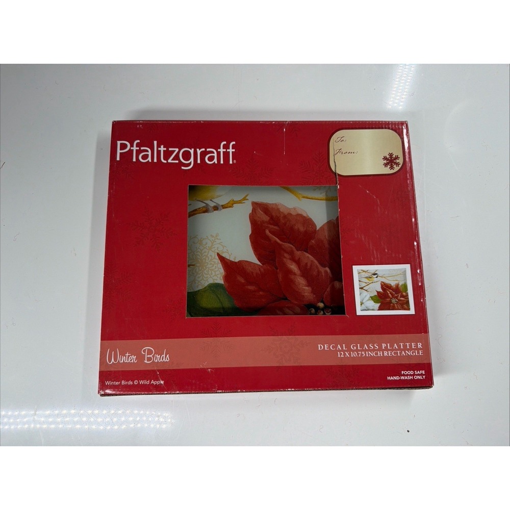 PFALTZGRAFF Winter Birds Decal Glass serving Platter  square